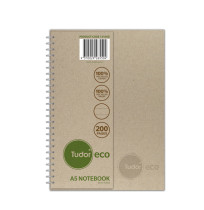 NOTEBOOK TUDOR A5 ECO SPIRAL 8MM RULED 200PG 100% RECY