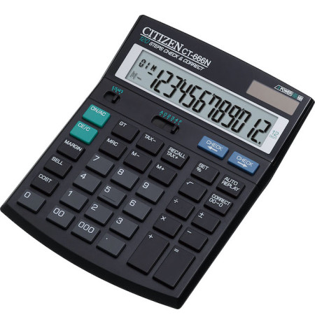CALCULATOR CITIZEN CT-666 12-DGT REPLAY (DUAL PWR)
