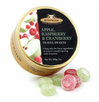 CONF SIMPKINS 200G TRAVEL SWEETS APPLE RASP & CRANBERRY DROPS