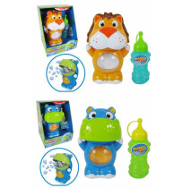 TOY BUBBLE MACHINE HAND HELD W/SOLUTION 4 ASST ANIMAL DESIGNS