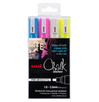 MARKER CHALK UNI 1.8MM-2.5MM PWE5M BULLET TIP ASST PK4