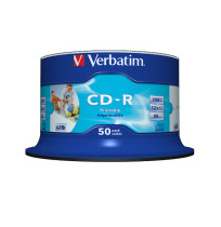CD-R SPINDLE VERBATIM 700MB WHITE INKJET 50PK