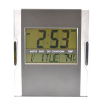 CLOCK ITALPLAST DIGITAL WALL/DESK SILVER/GREY