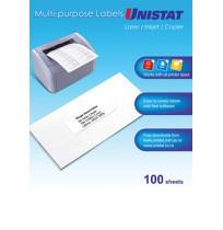 LABEL UNISTAT LASER/INKJET/COPIER 12UP 68X70MM BX100