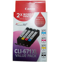 INKJET CART CANON CLI671XL VALUE PACK