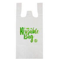BAGS SINGLET CAPRI 420X220X130MM SML REUSABLE 36 MICRON WHITE PK100